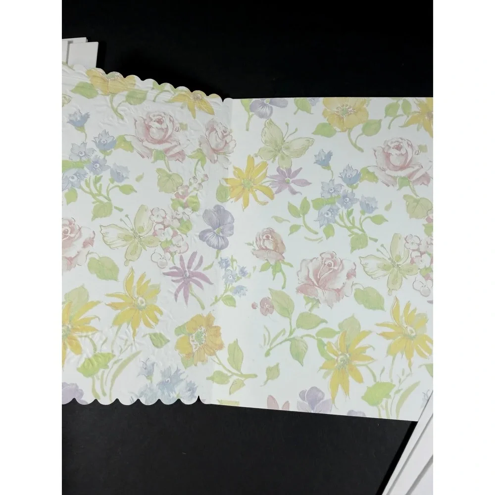 VTG PVA Friendship Greeting Cards Set 5 Blue Floral Butterfly Note Cards